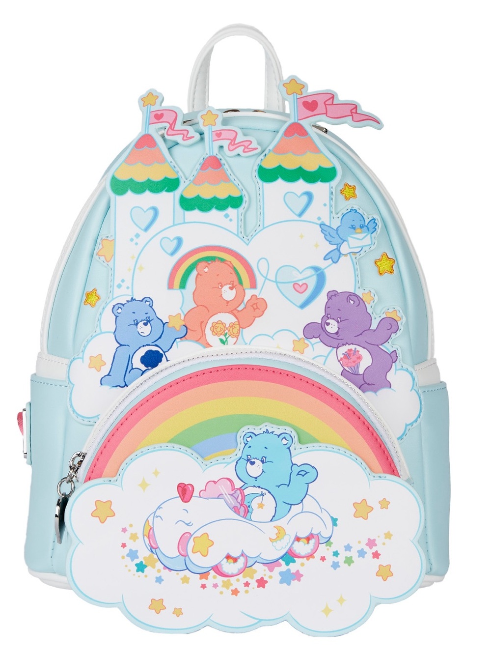 Care Bears Light Blue Kids Backpack by Loungefly - Rainbow Cloud Design